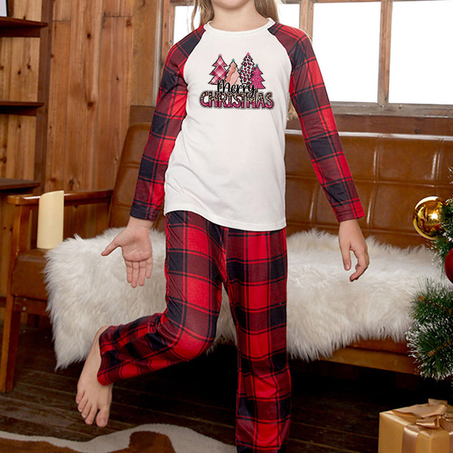 MERRY CHRISTMAS Graphic Top and Plaid Pants Set