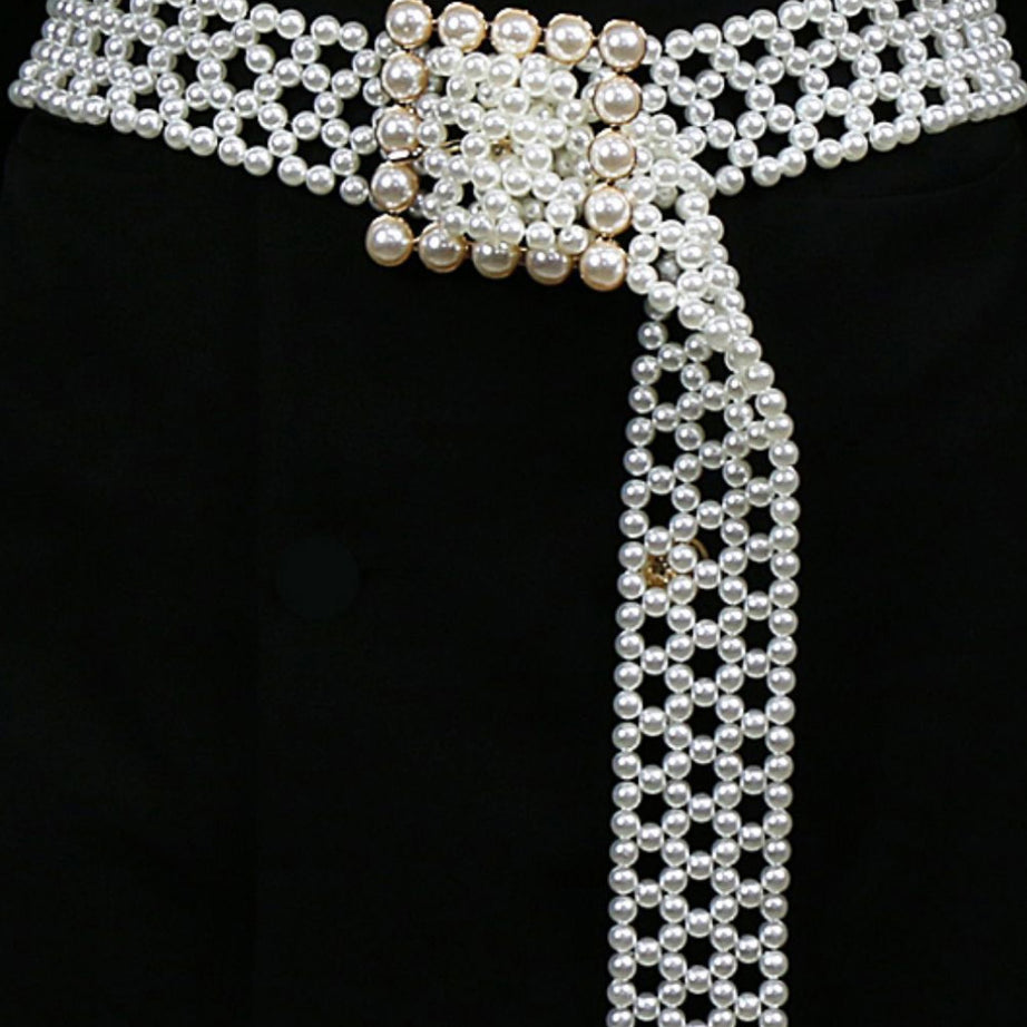 Alloy Buckle Pearl Belt