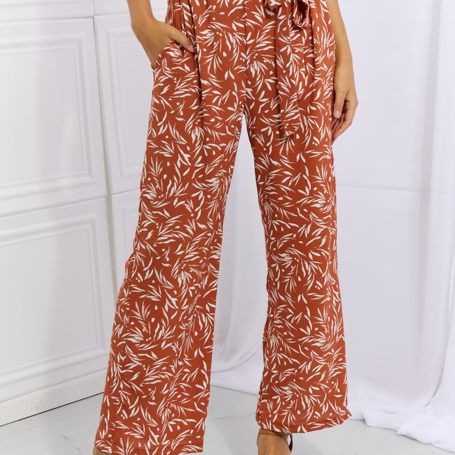 Heimish Right Angle Full Size Geometric Printed Pants in Red Orange