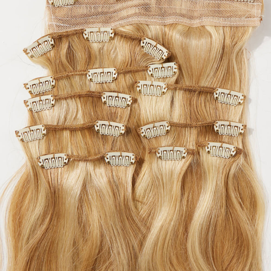 18" 100g #27/613 Clip-in Hair Extensions Human Virgin Hair