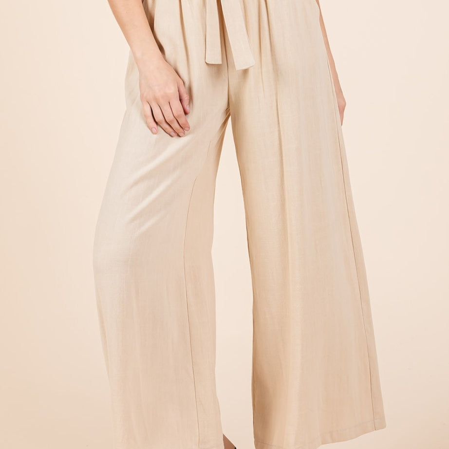 Mittoshop High Waist Tie Front Wide Leg Pants