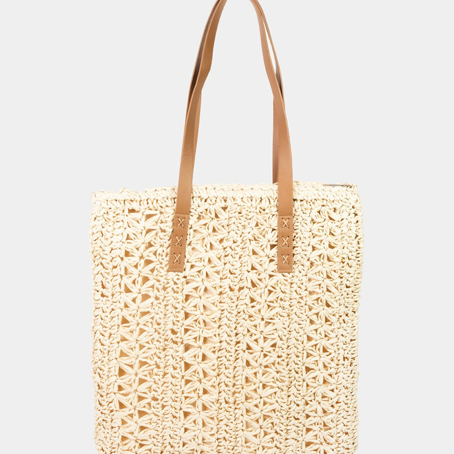 Fame Straw Braided Tote Bag