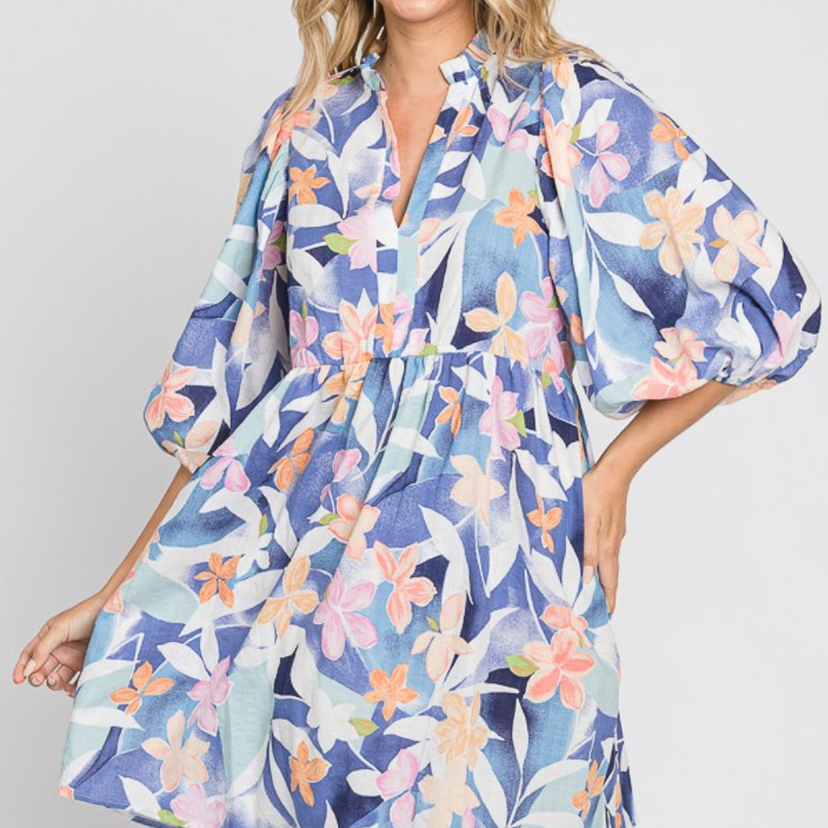 GeeGee Floral Print Mini Dress