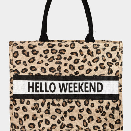 Fame Letter Graphic Leopard Tote Bag