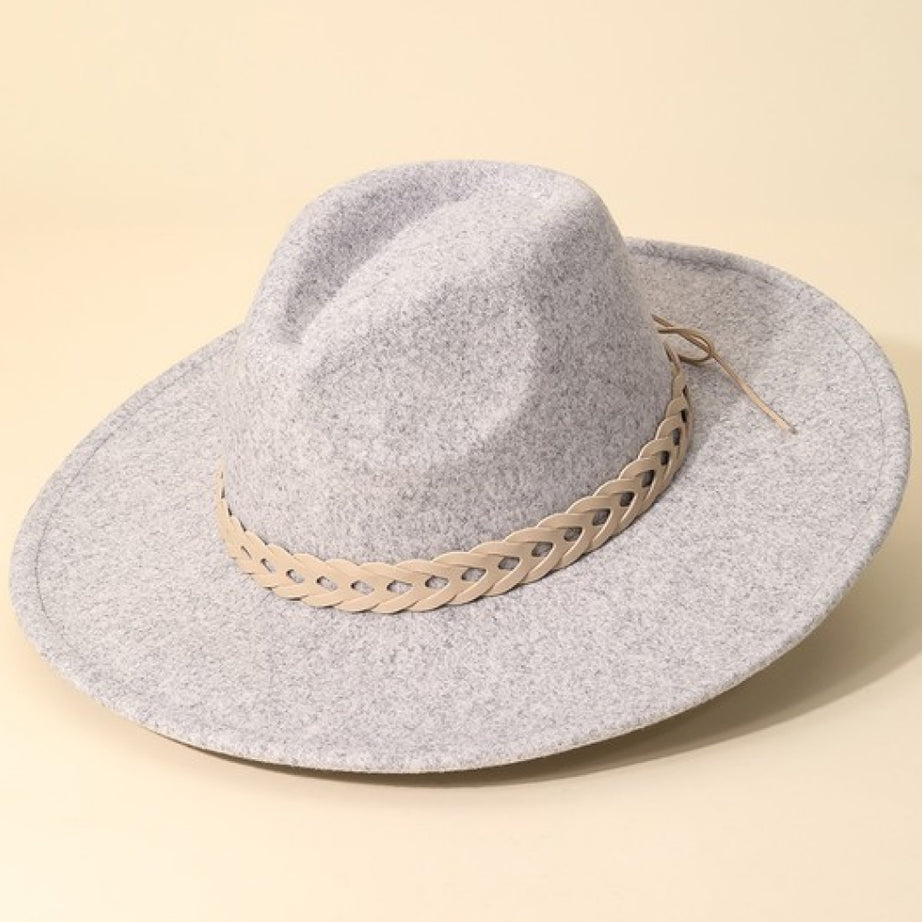 Fame Woven Together Braided Strap Fedora