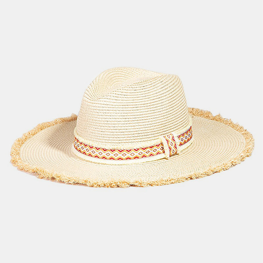 Fame Geometric Raw Hem Hat