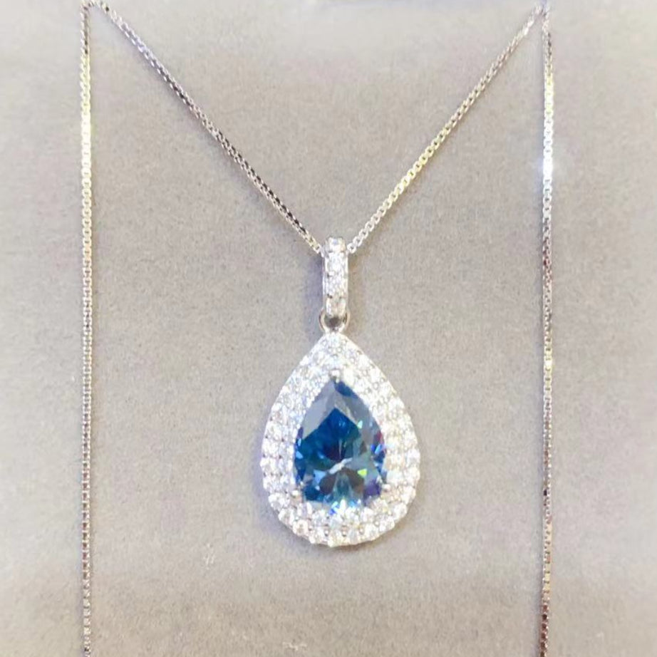 2 Carat Moissanite Teardrop Pendant Necklace