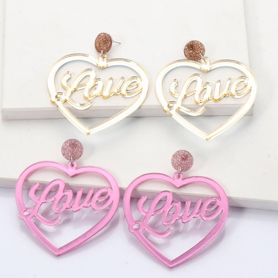 Heart Shape Acrylic Dangle Earrings