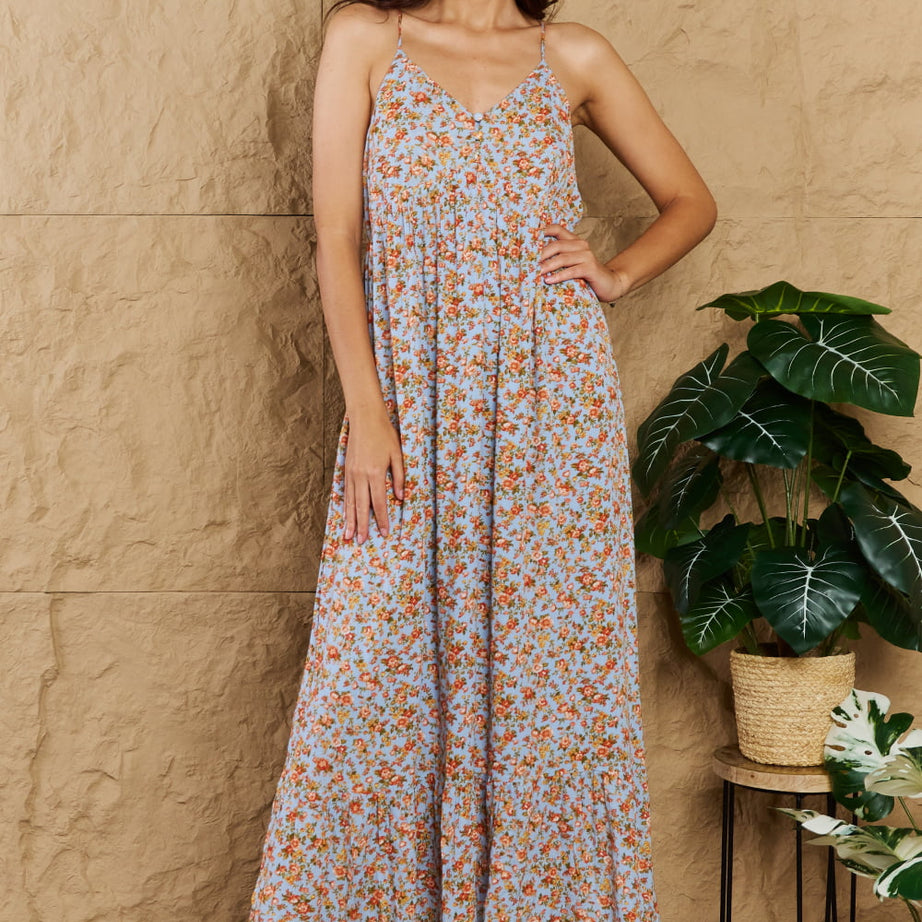 HEYSON Take Your Chances Full Size Floral Halter Neck Maxi Dress