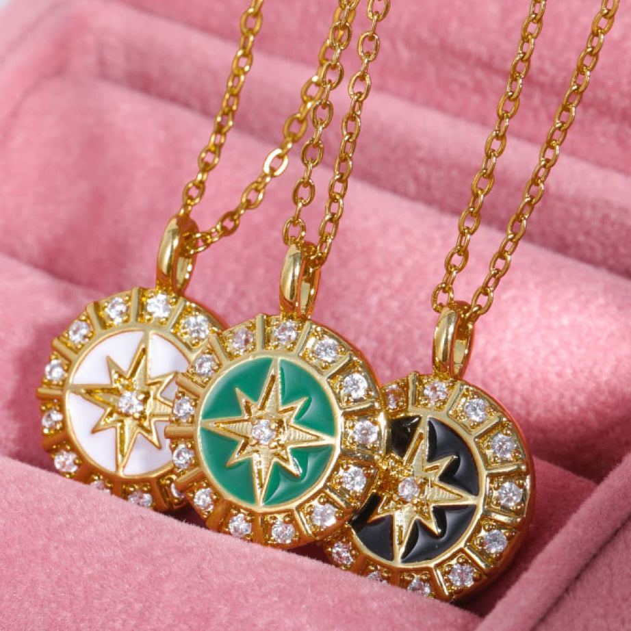 Zircon Decor North Star Pendant Copper Necklace