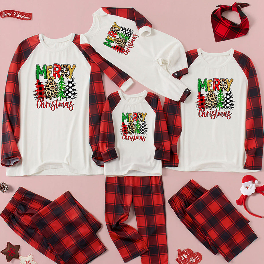 MERRY CHRISTMAS Graphic Top and Plaid Pants Set