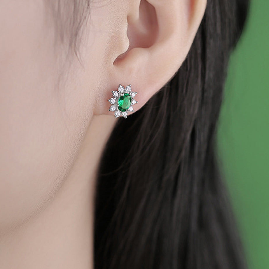 1 Carat Lab-Grown Emerald Stud Earrings