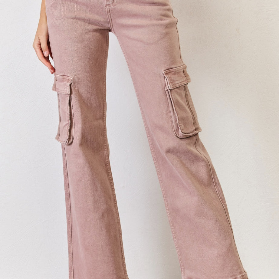 RISEN Full Size High Rise Cargo Wide Leg Jeans