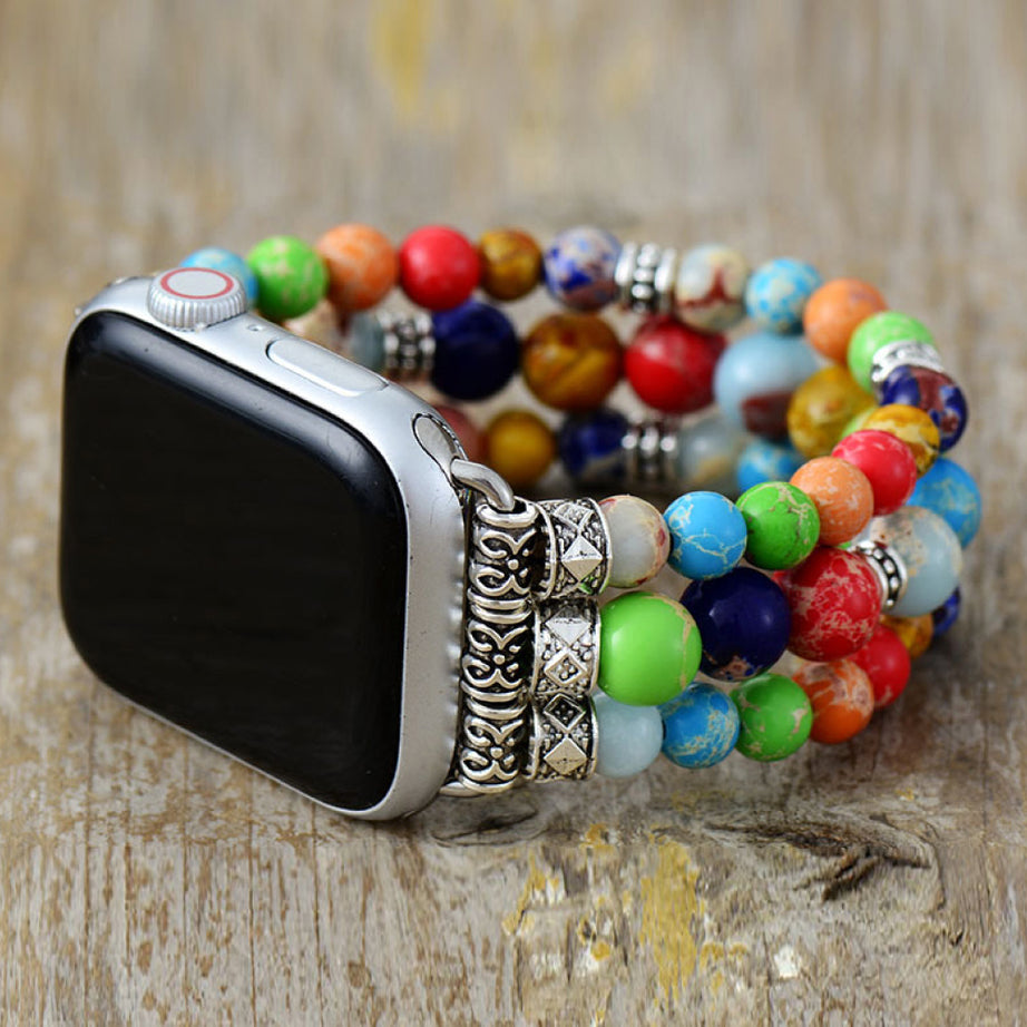 Synthetic Imperial Jasper Beaded Watchband Bracelet