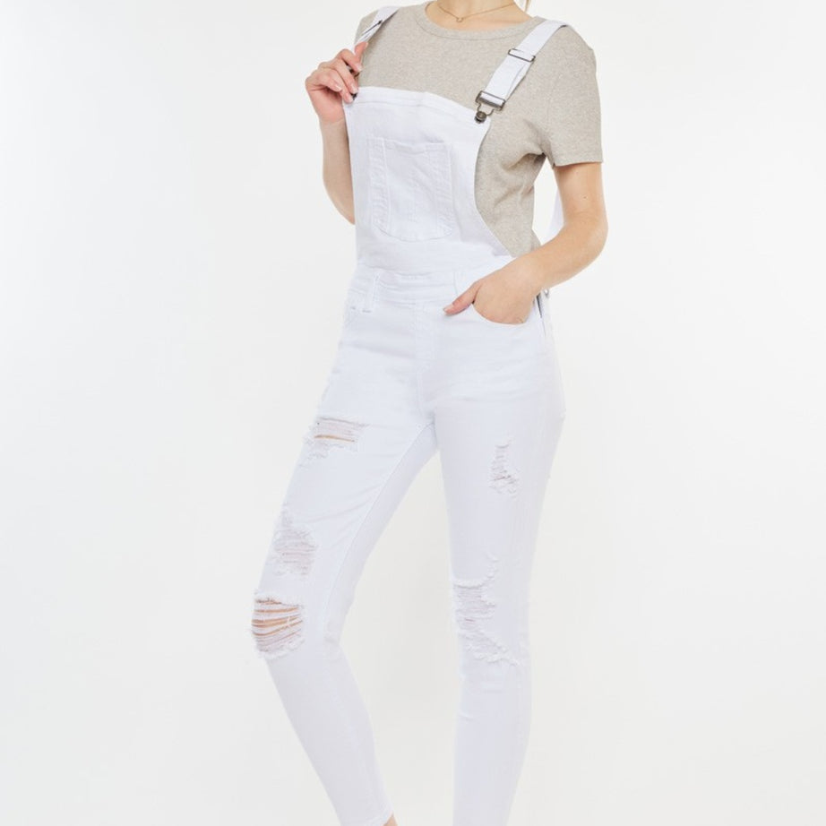 Kancan Distressed Skinny Denim Overalls