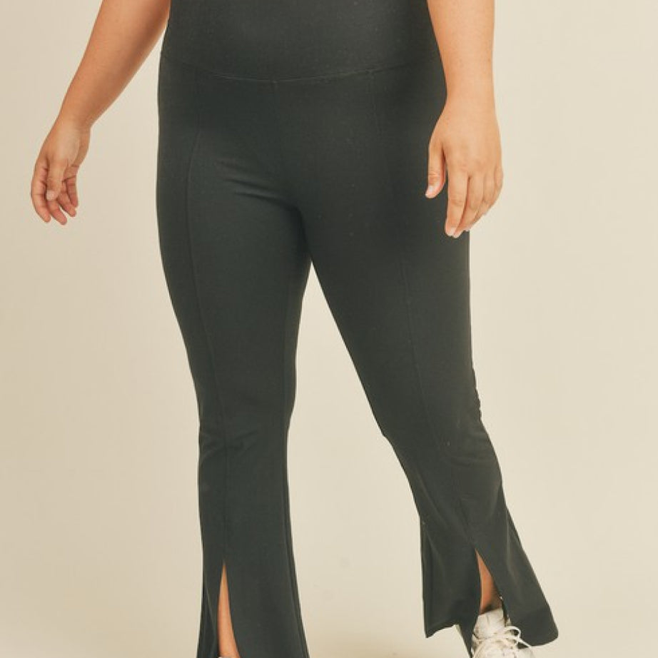 Kimberly C Full Size Slit Flare Leg Pants in Black