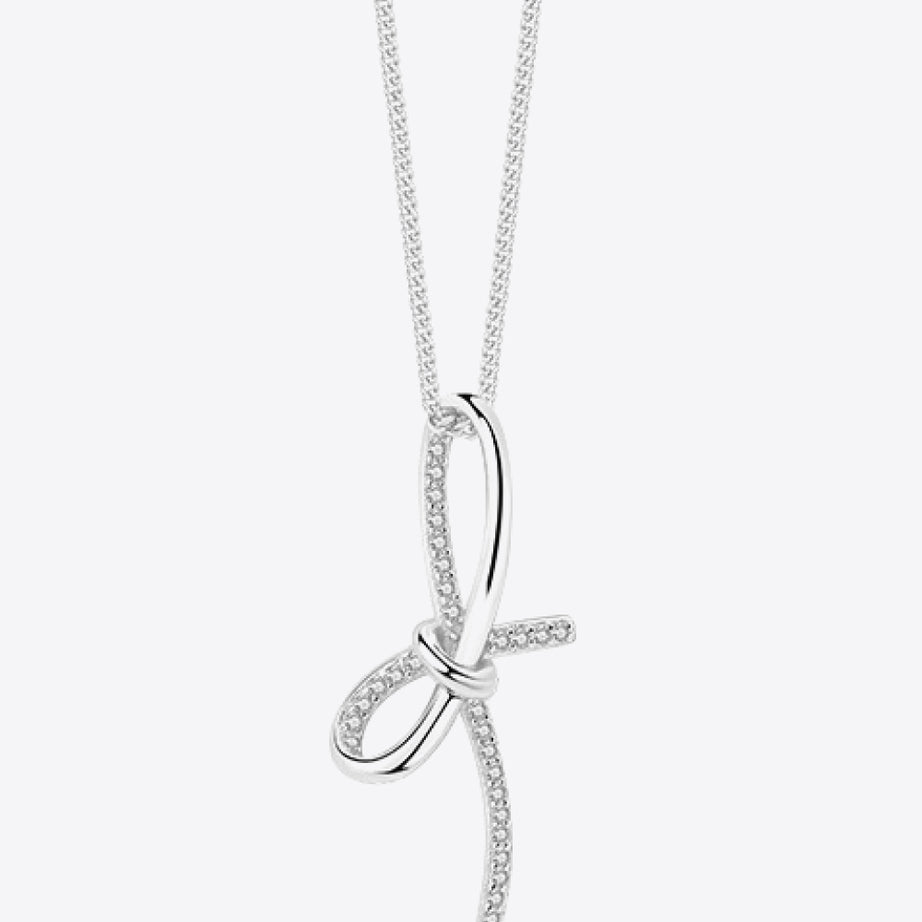 Zircon Bow Pendant Necklace