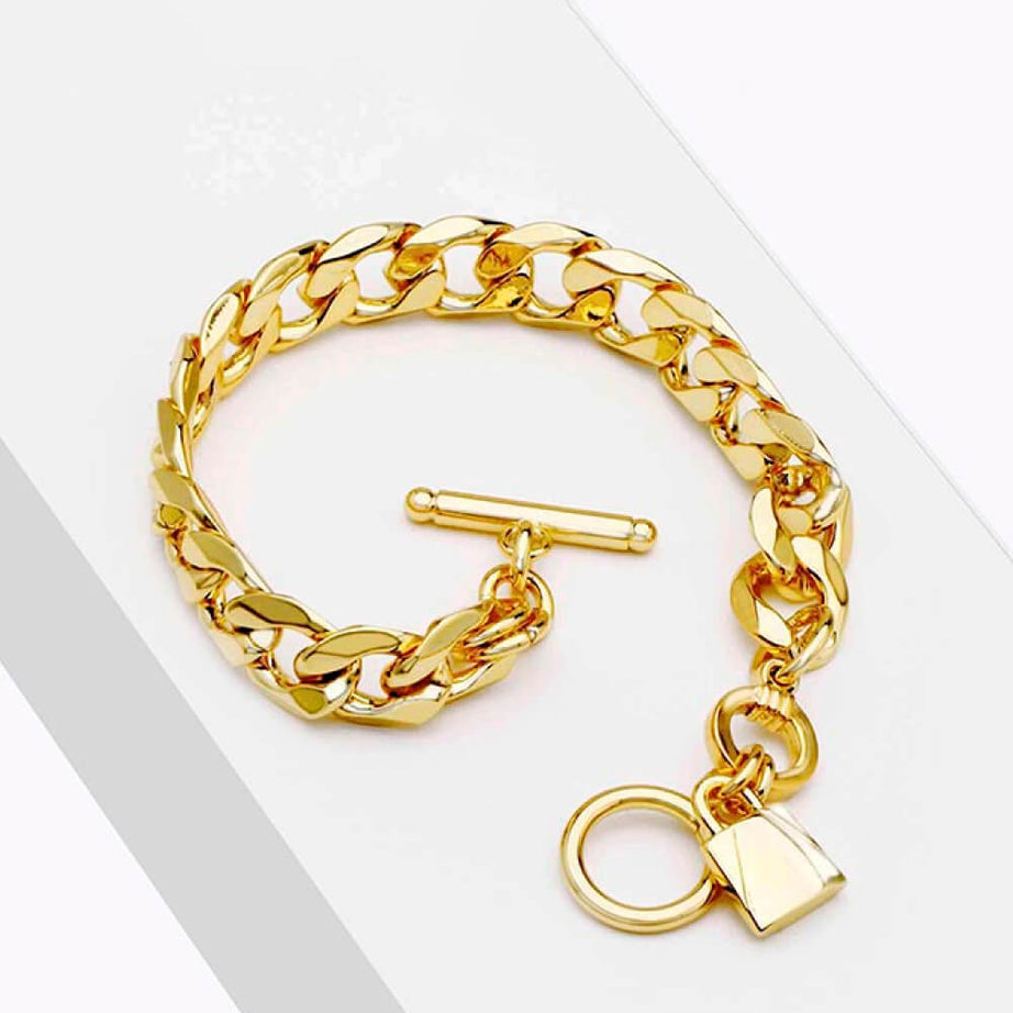 Lock Charm Toggle Clasp Bracelet