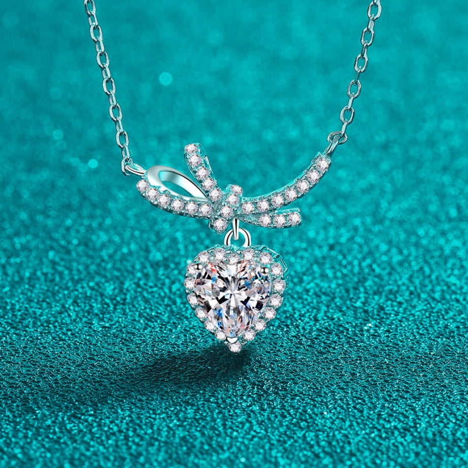 1 Carat Moissanite Heart Pendant Necklace