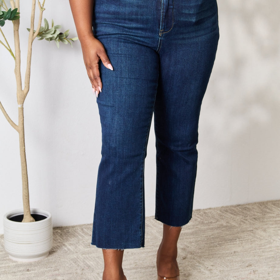 BAYEAS Full Size Raw Hem Straight Jeans